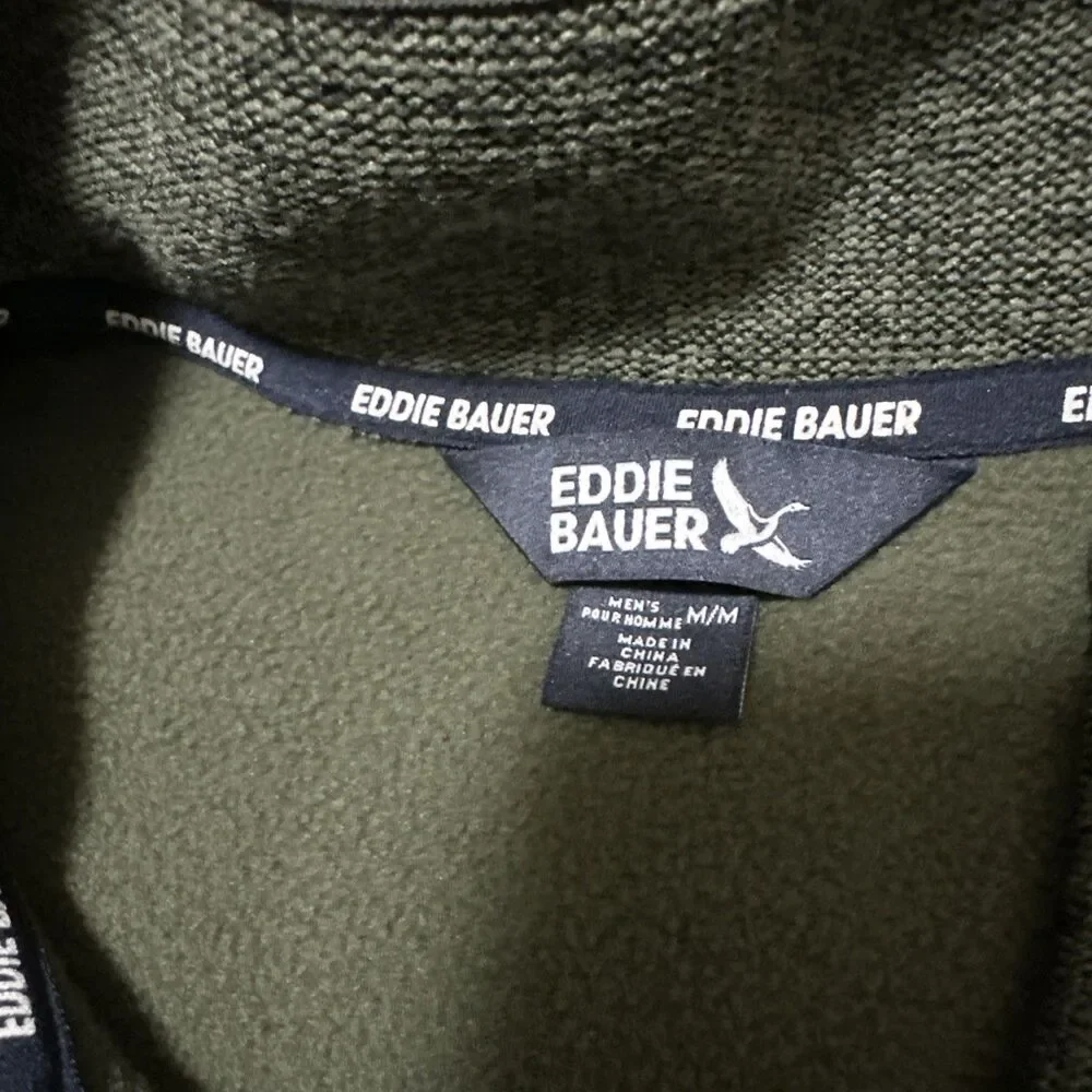 Mens M Eddie Bauer Air Quarter Snap Jacket Fleece Pullover Green